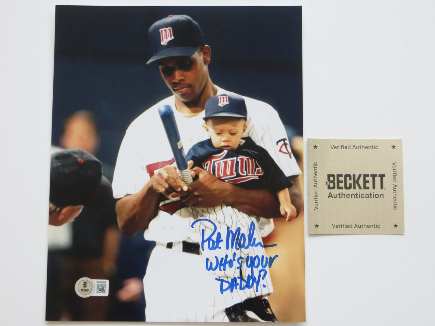 PAT PATRICK MAHOMES SR. TWINS SIGNED 8x10 PHOTO w/WHO'SYOURDADDY Chiefs BAS