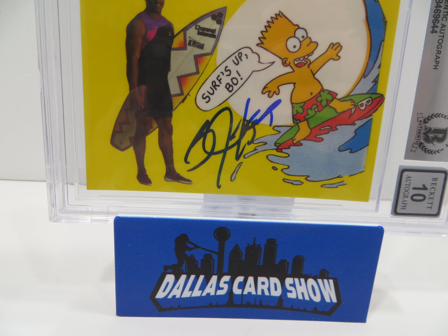 BO JACKSON SIGNED Bo and Bart Simpson Knows Surfing BGS BAS SLAB AUTO 10