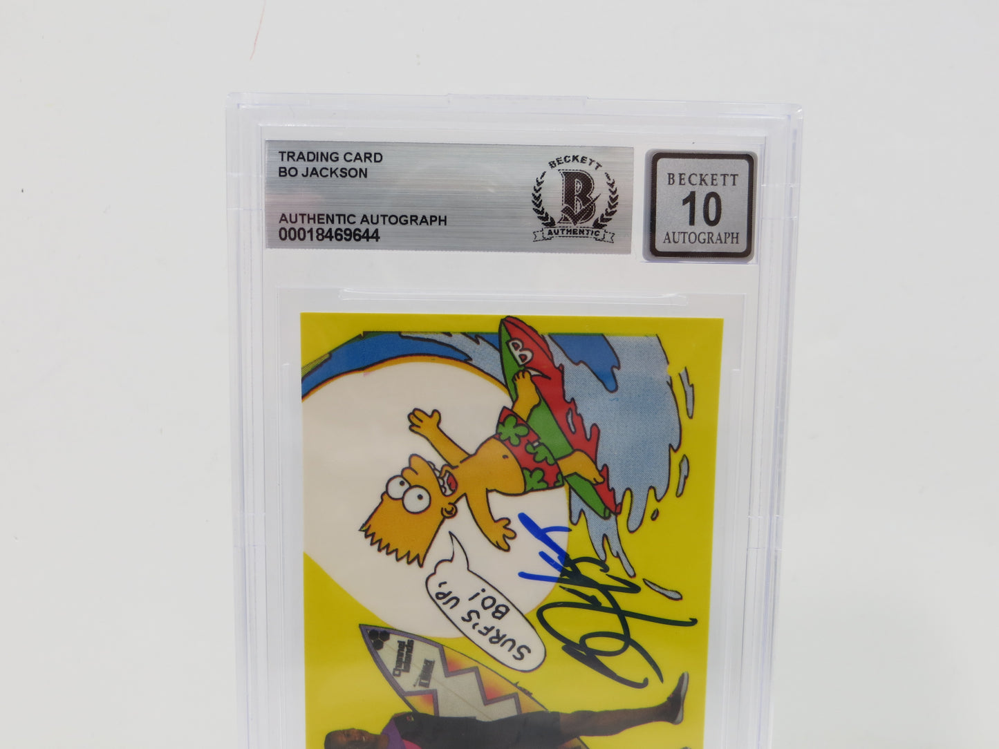 BO JACKSON SIGNED Bo and Bart Simpson Knows Surfing BGS BAS SLAB AUTO 10