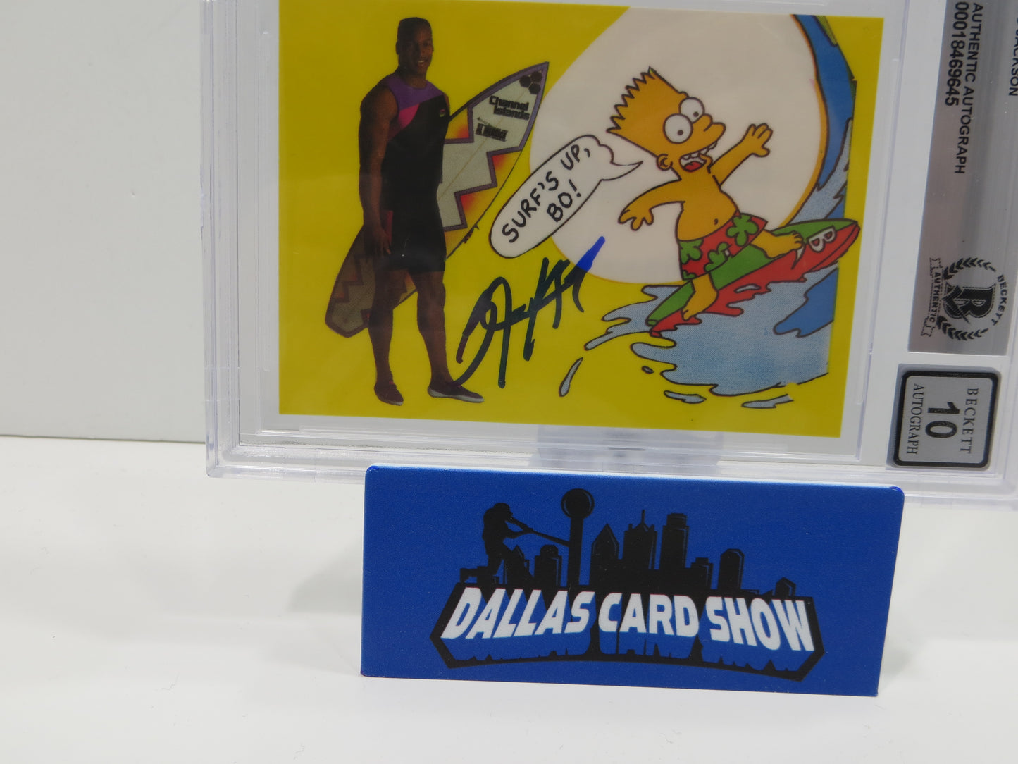BO JACKSON SIGNED Bo and Bart Simpson Knows Surfing BGS BAS SLAB AUTO 10