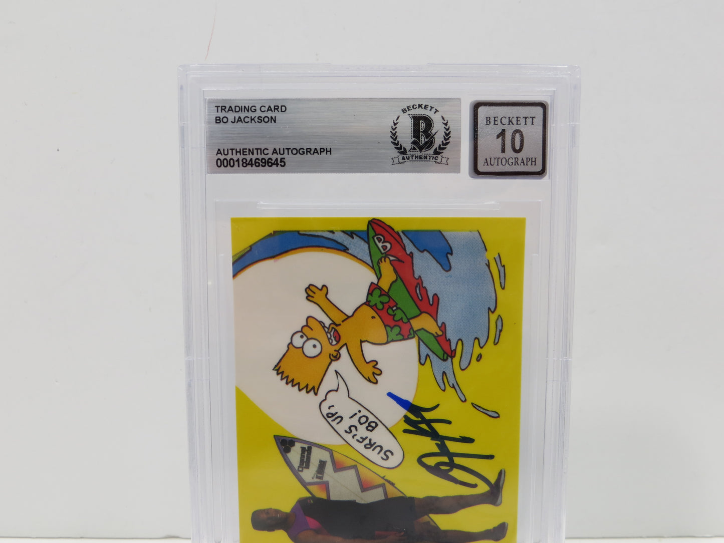 BO JACKSON SIGNED Bo and Bart Simpson Knows Surfing BGS BAS SLAB AUTO 10