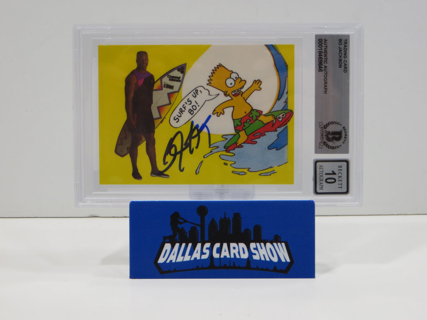 BO JACKSON SIGNED Bo and Bart Simpson Knows Surfing BGS BAS SLAB AUTO 10