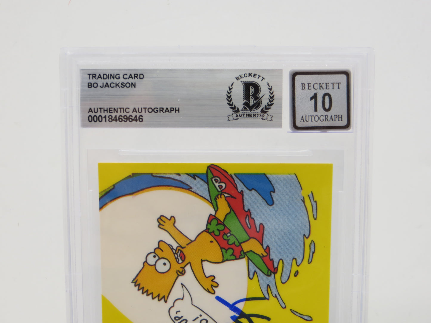 BO JACKSON SIGNED Bo and Bart Simpson Knows Surfing BGS BAS SLAB AUTO 10