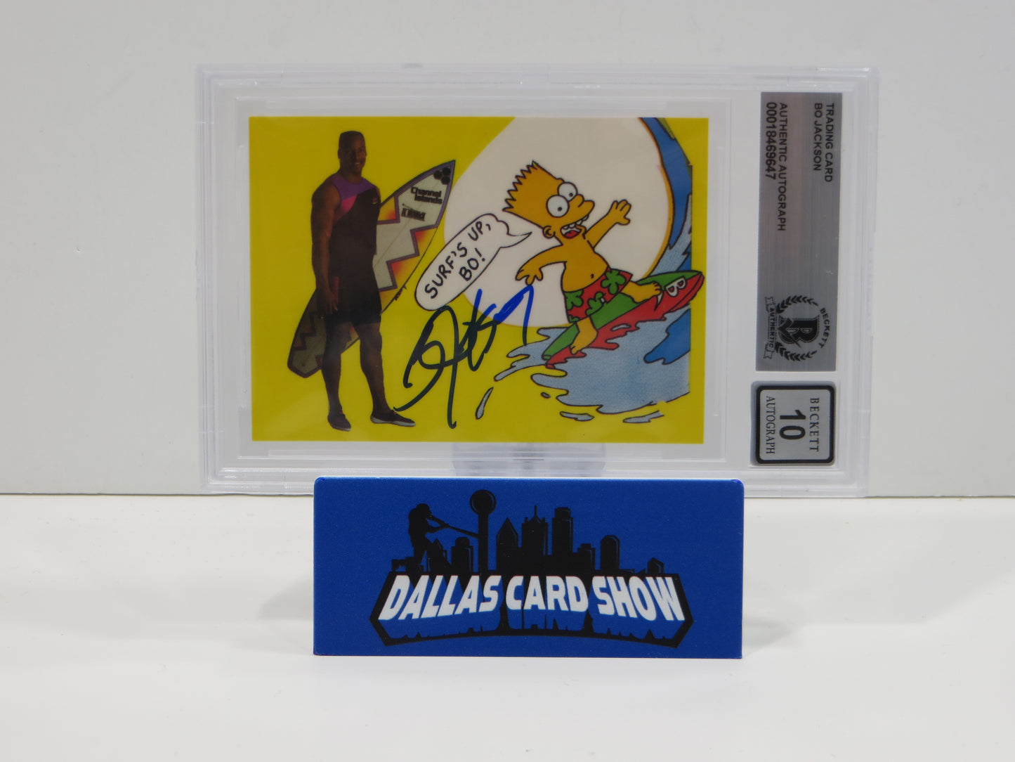 BO JACKSON SIGNED Bo and Bart Simpson Knows Surfing BGS BAS SLAB AUTO 10
