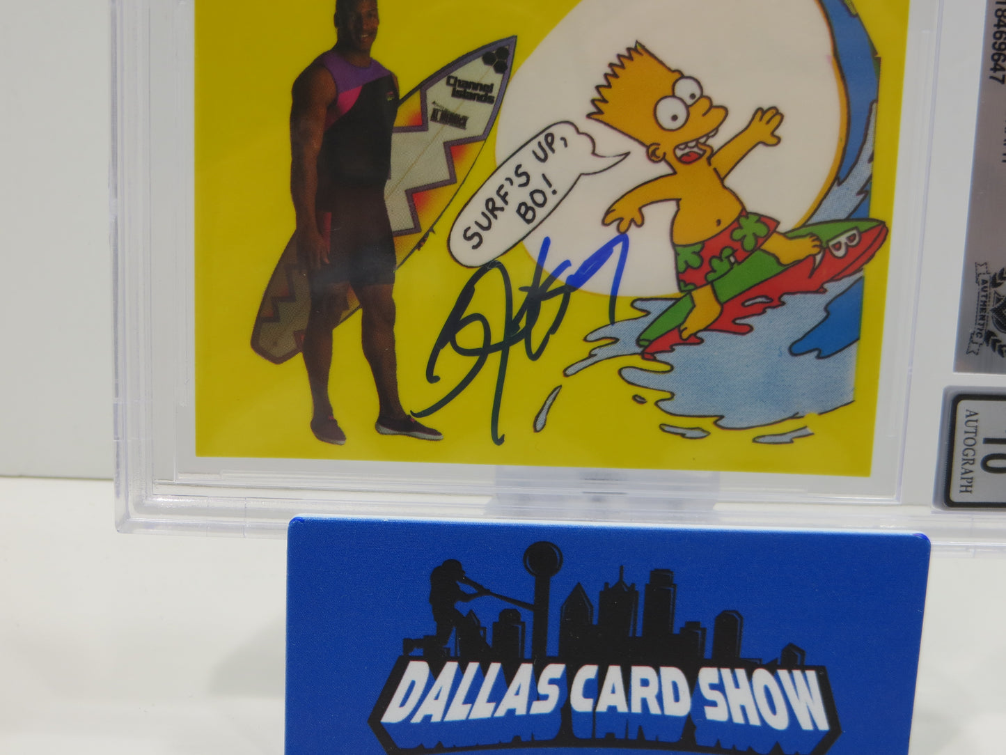 BO JACKSON SIGNED Bo and Bart Simpson Knows Surfing BGS BAS SLAB AUTO 10