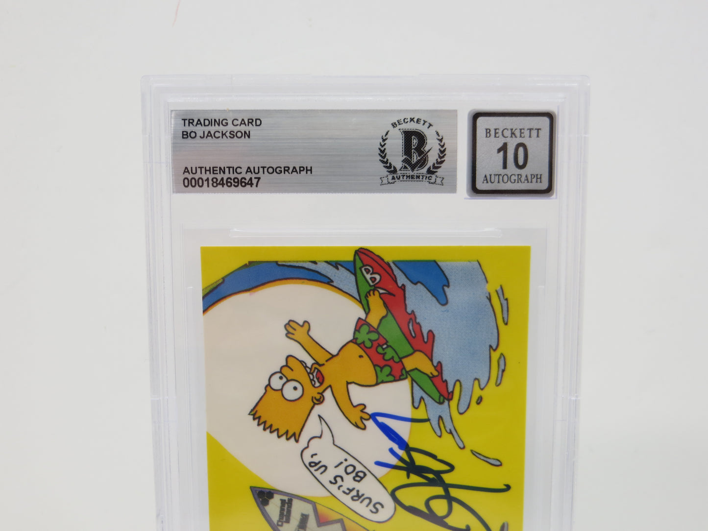 BO JACKSON SIGNED Bo and Bart Simpson Knows Surfing BGS BAS SLAB AUTO 10