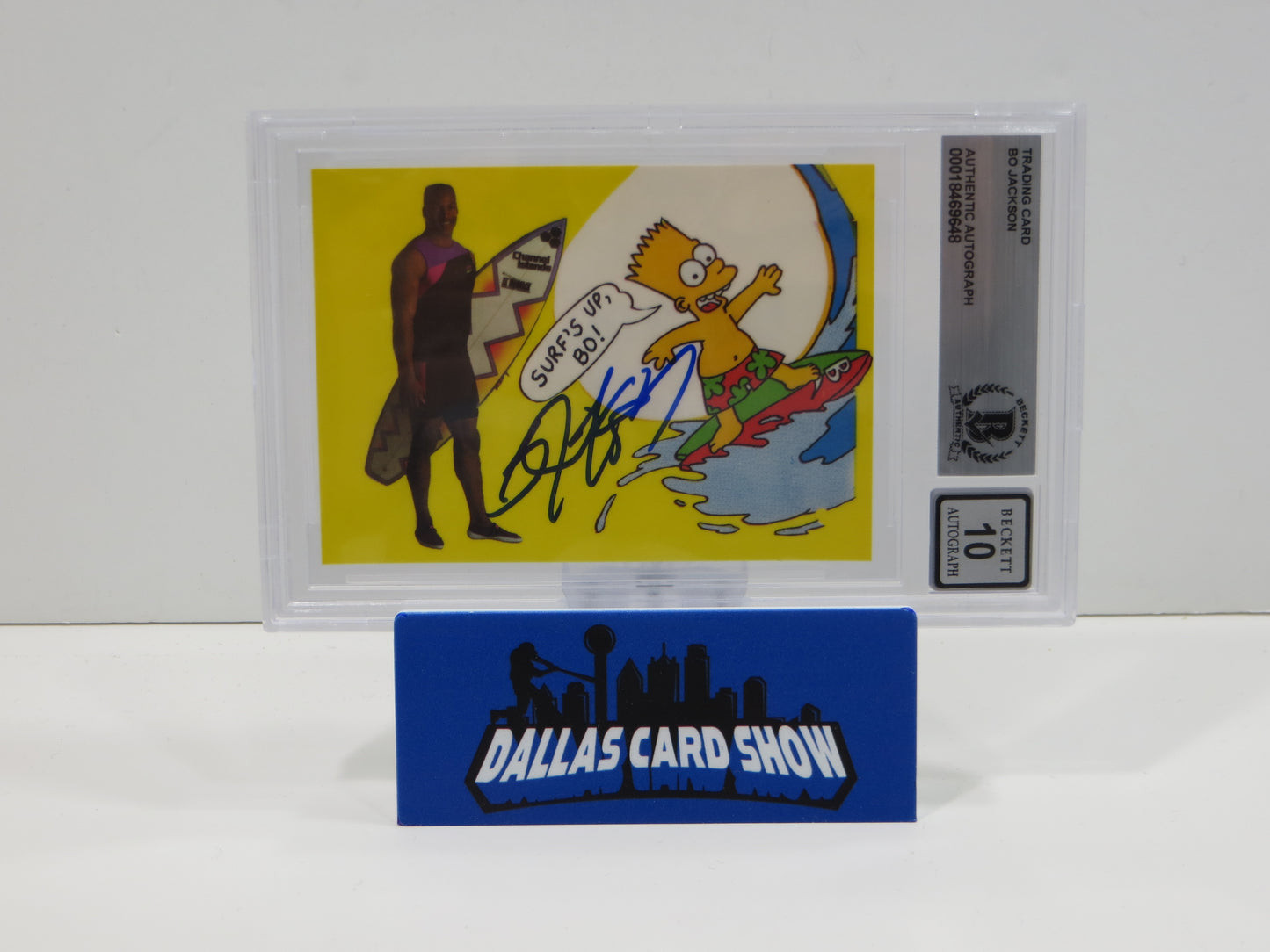 BO JACKSON SIGNED Bo and Bart Simpson Knows Surfing BGS BAS SLAB AUTO 10