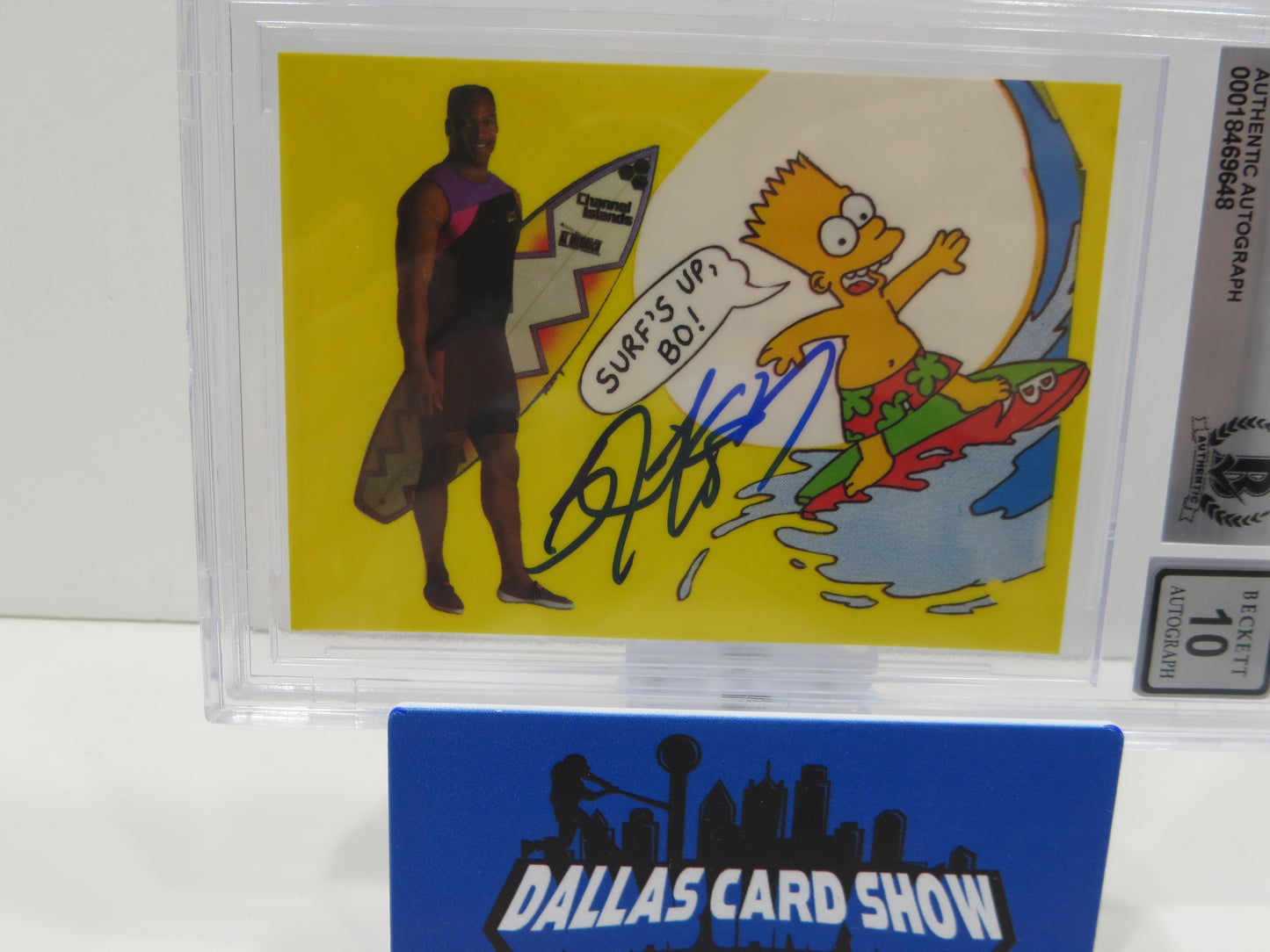 BO JACKSON SIGNED Bo and Bart Simpson Knows Surfing BGS BAS SLAB AUTO 10