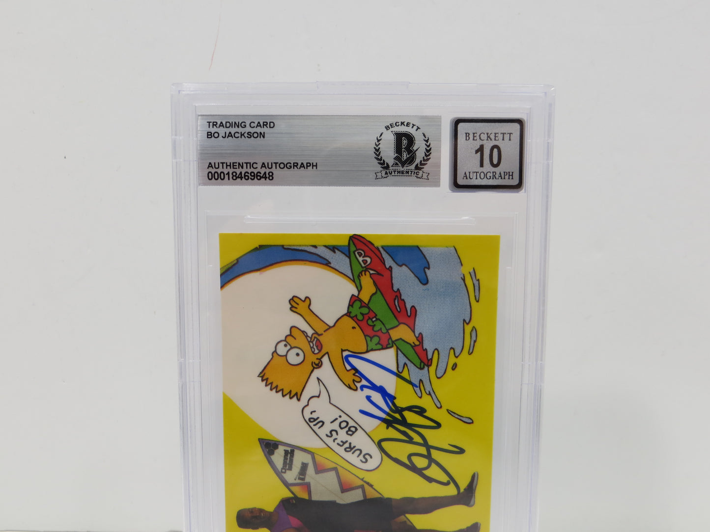 BO JACKSON SIGNED Bo and Bart Simpson Knows Surfing BGS BAS SLAB AUTO 10
