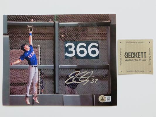 EVAN CARTER TEXAS RANGERS SIGNED 8x10 PHOTO The Catch vs Astros BAS COA