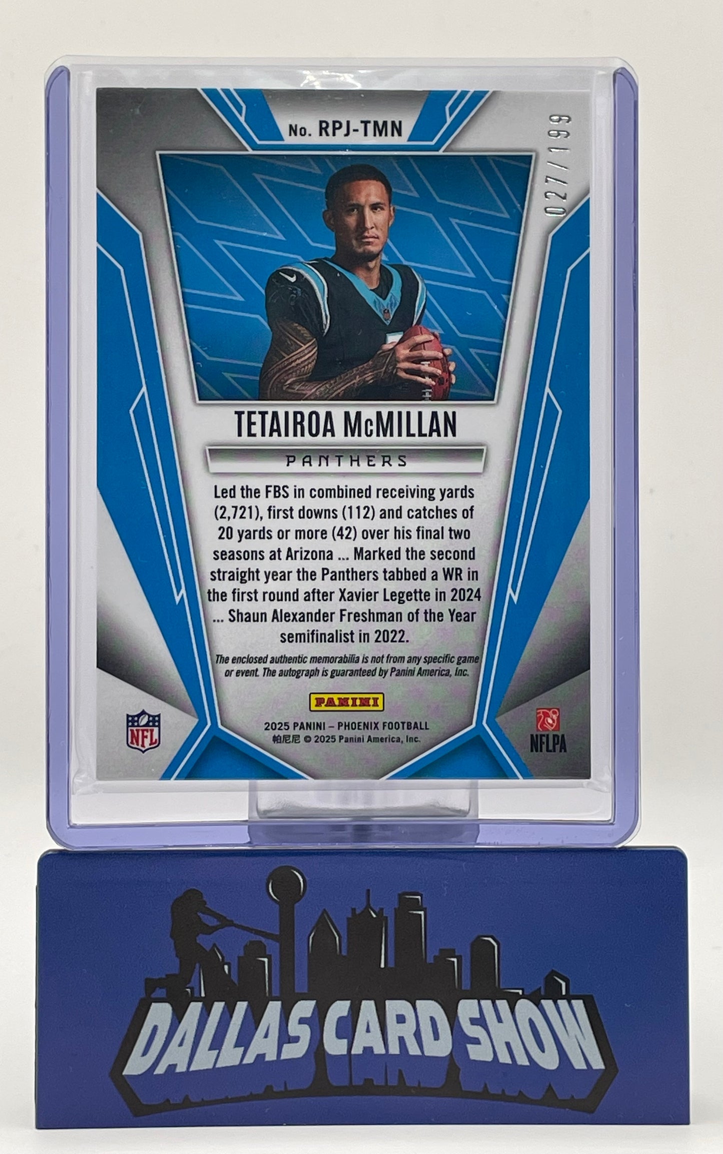 2025 Panini Phoenix #RPJ-TMN Tetairoa Mcmillan Rookie Patch Autograph /199