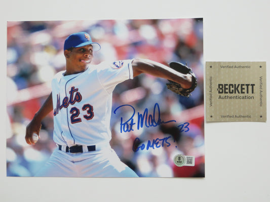 PAT PATRICK MAHOMES SR. NEW YORK METS SIGNED 8x10 PHOTO w/INSC Twins Chiefs BAS