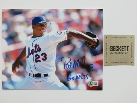 PAT PATRICK MAHOMES SR. NEW YORK METS SIGNED 8x10 PHOTO w/INSC Twins Chiefs BAS