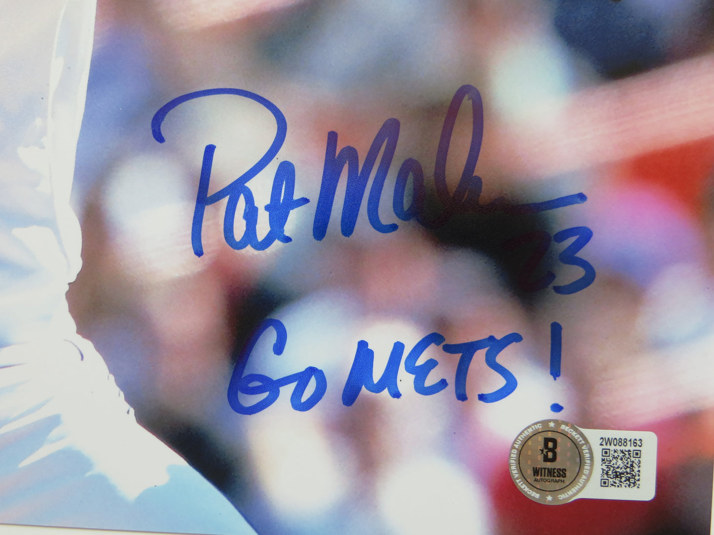 PAT PATRICK MAHOMES SR. NEW YORK METS SIGNED 8x10 PHOTO w/INSC Twins Chiefs BAS