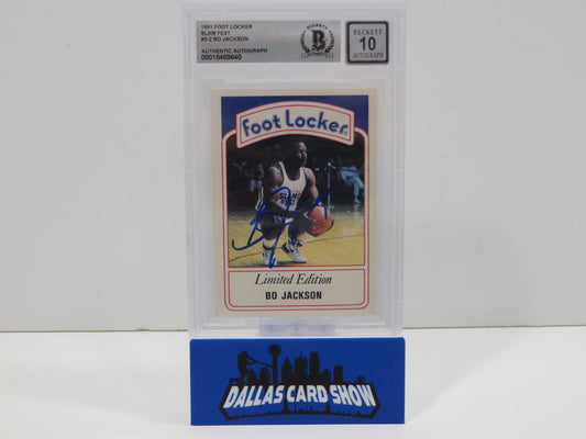 BO JACKSON SIGNED 1991 Foot Locker Slam Fest #3-2 BGS BAS SLAB AUTO 10