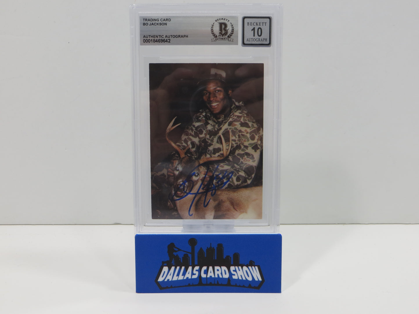 BO JACKSON SIGNED Bo Knows Bucks Hunting ROYALS RAIDERS BGS BAS SLAB AUTO 10