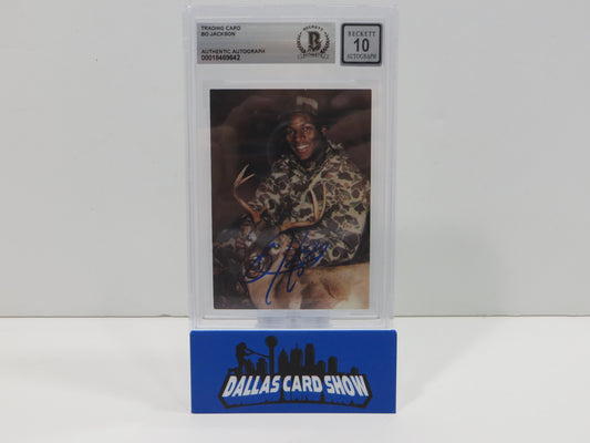 BO JACKSON SIGNED Bo Knows Bucks Hunting ROYALS RAIDERS BGS BAS SLAB AUTO 10