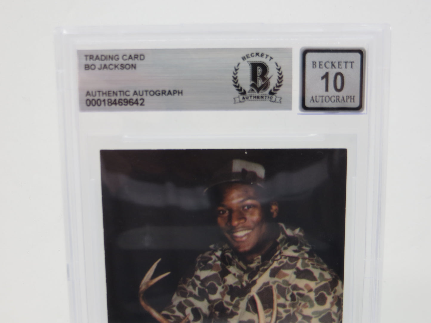 BO JACKSON SIGNED Bo Knows Bucks Hunting ROYALS RAIDERS BGS BAS SLAB AUTO 10