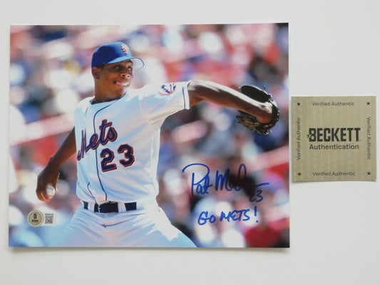 PAT PATRICK MAHOMES SR. NEW YORK METS SIGNED 8x10 PHOTO w/INSC Twins Chiefs BAS