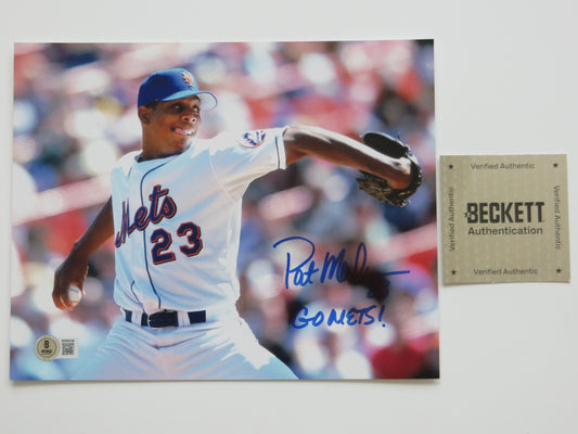 PAT PATRICK MAHOMES SR. NEW YORK METS SIGNED 8x10 PHOTO w/INSC Twins Chiefs BAS