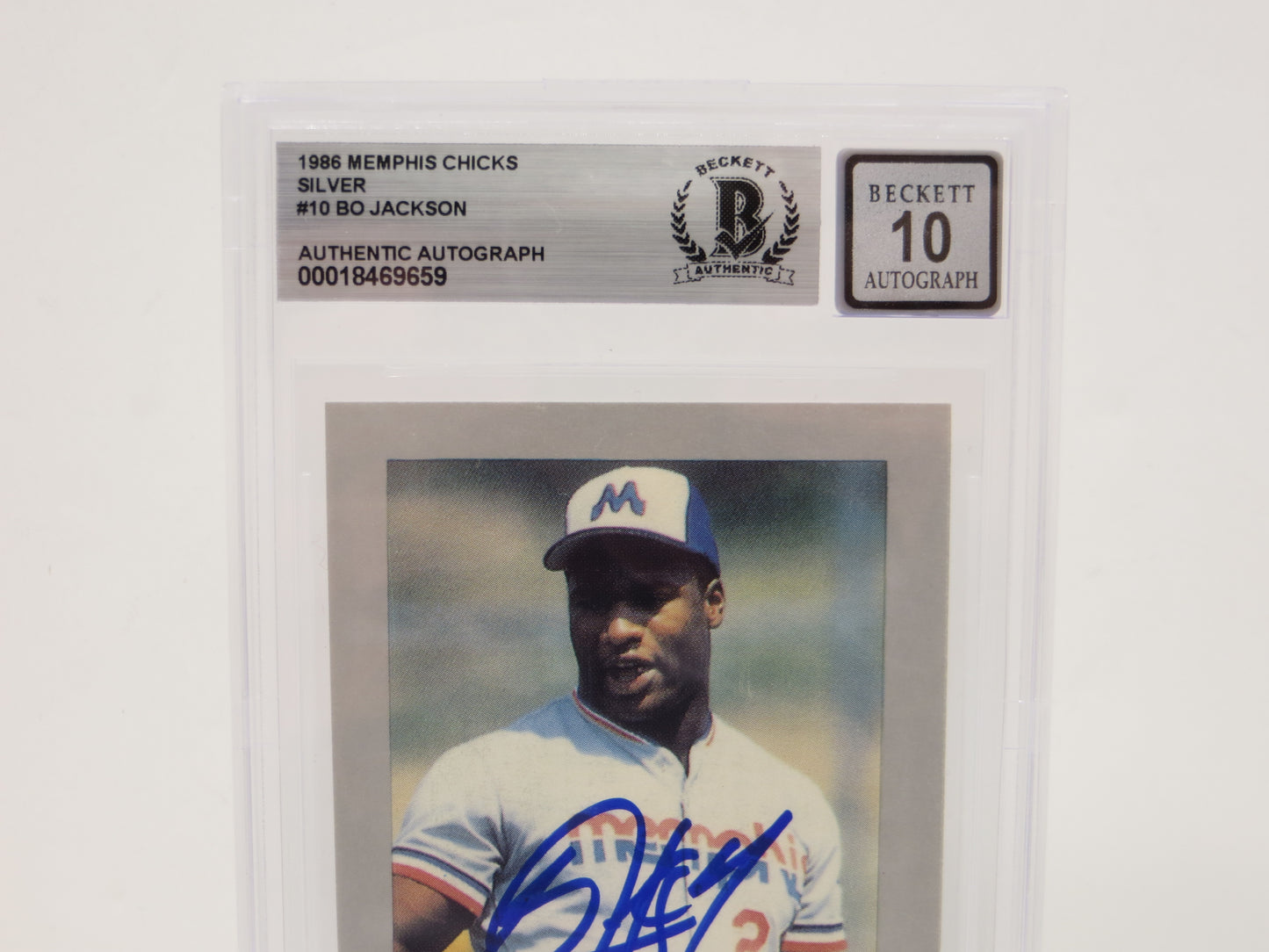 BO JACKSON SIGNED 1986 Memphis Chicks Silver #10 BGS BAS AUTO 10 ROYALS RAIDERS