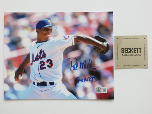 PAT PATRICK MAHOMES SR. NEW YORK METS SIGNED 8x10 PHOTO w/INSC Twins Chiefs BAS