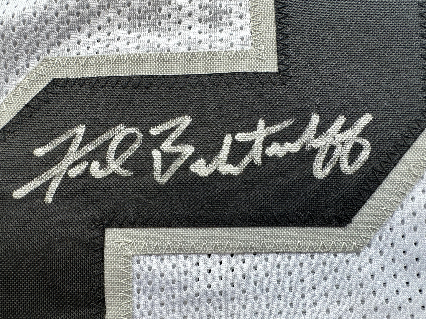 FRED BILETNIKOFF Oakland Raiders SIGNED FOOTBALL WHITE JERSEY XL FSU BAS