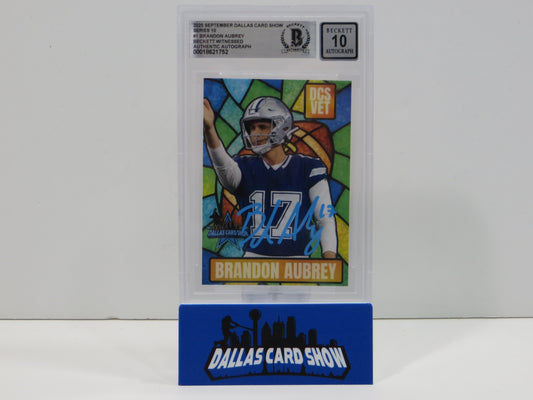 BRANDON AUBREY DALLAS COWBOYS SIGNED 2025 Sept Dallas Card Show BGS BAS SLAB AUTO 10