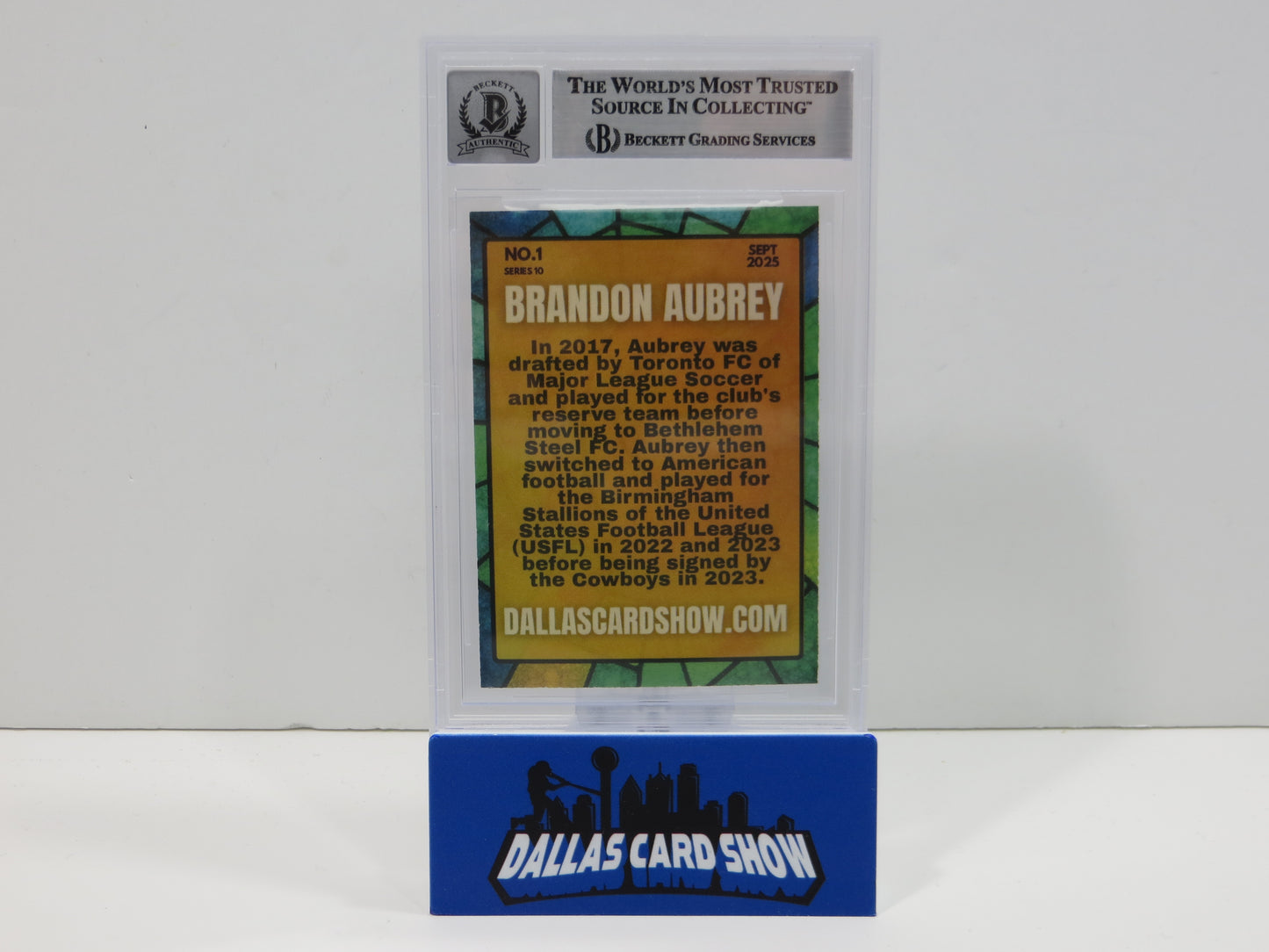 BRANDON AUBREY DALLAS COWBOYS SIGNED 2025 Sept Dallas Card Show BGS BAS SLAB AUTO 10