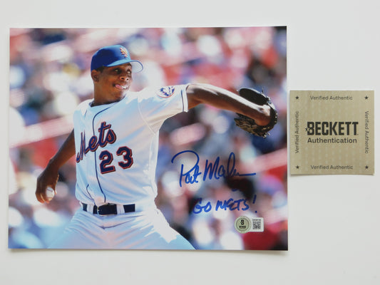 PAT PATRICK MAHOMES SR. NEW YORK METS SIGNED 8x10 PHOTO w/INSC Twins Chiefs BAS