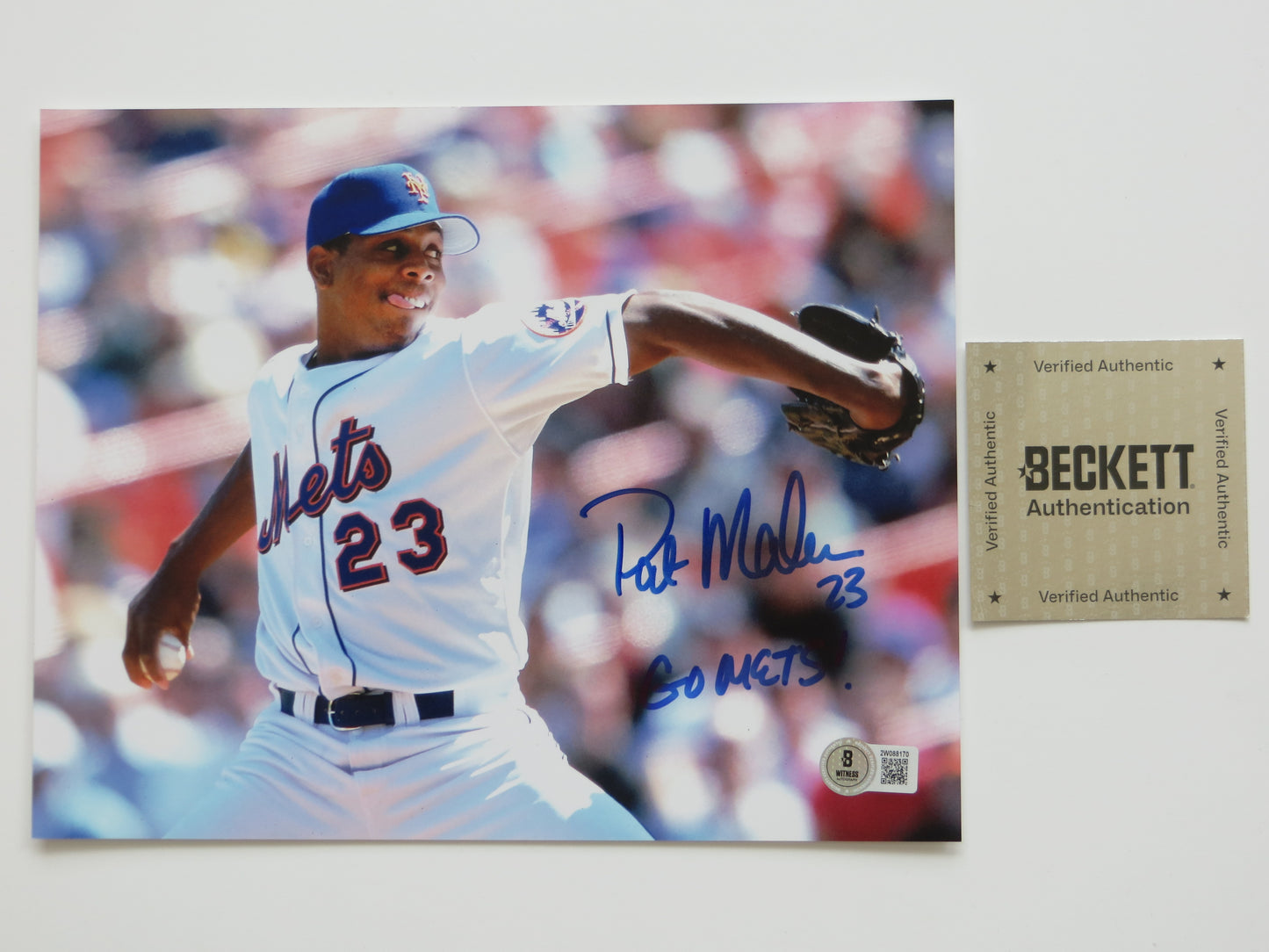 PAT PATRICK MAHOMES SR. NEW YORK METS SIGNED 8x10 PHOTO w/INSC Twins Chiefs BAS