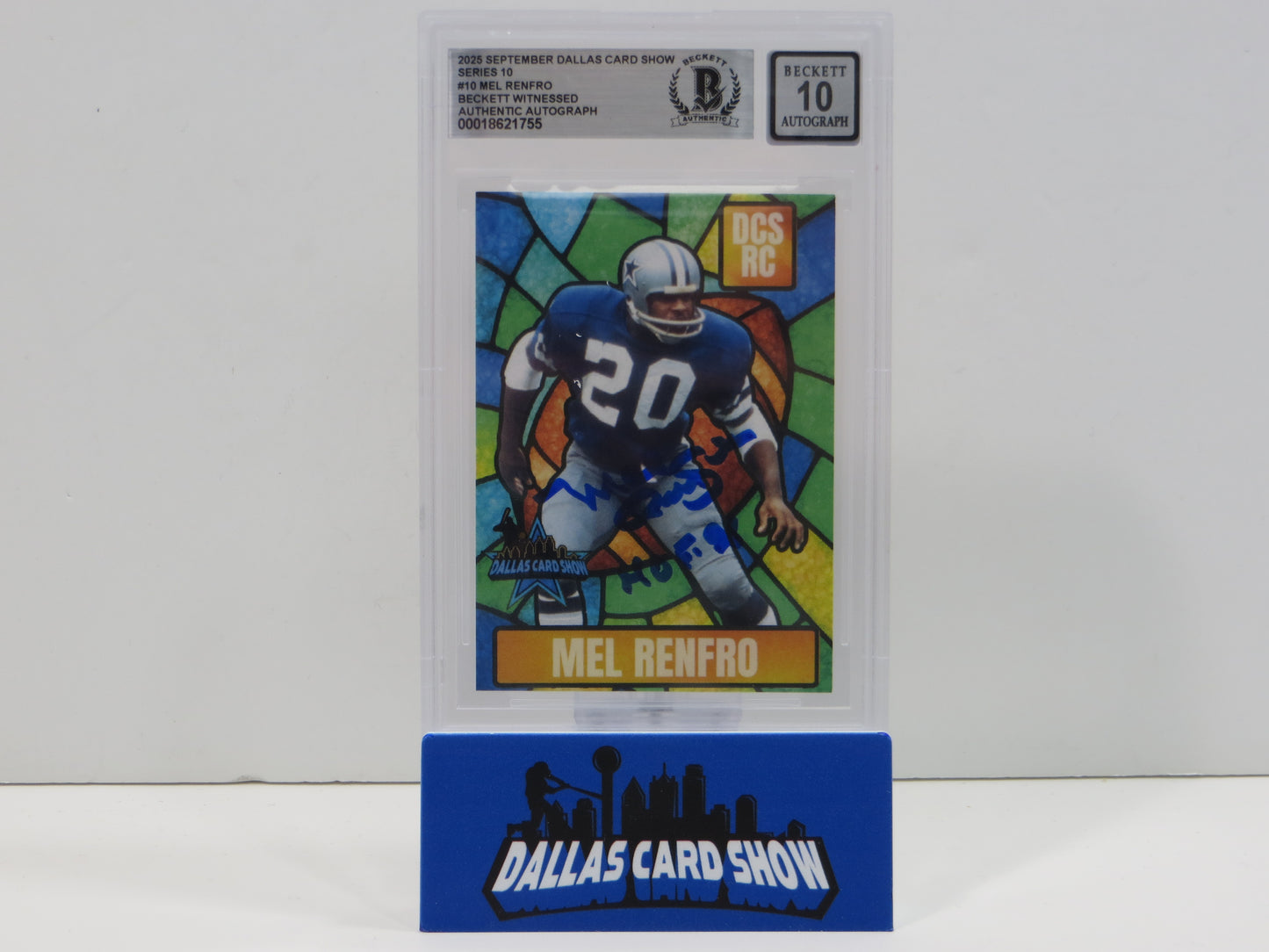 MEL RENFRO DALLAS COWBOYS SIGNED 2025 Sept Dallas Card Show BGS BAS SLAB AUTO 10