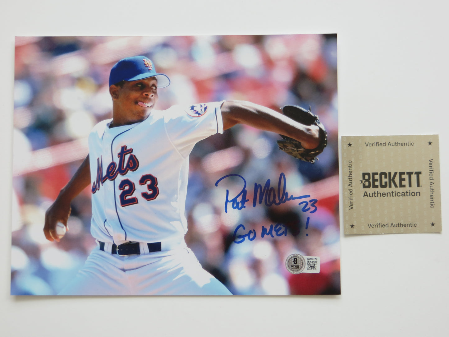 PAT PATRICK MAHOMES SR. NEW YORK METS SIGNED 8x10 PHOTO w/INSC Twins Chiefs BAS