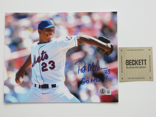 PAT PATRICK MAHOMES SR. NEW YORK METS SIGNED 8x10 PHOTO w/INSC Twins Chiefs BAS