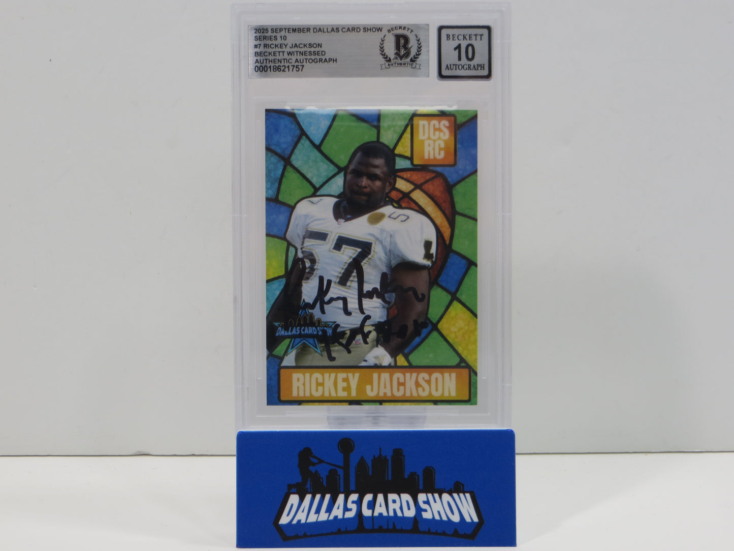 RICKEY JACKSON NEW ORLEANS SAINTS SIGNED 2025 Sept Dallas Card Show BGS BAS SLAB AUTO 10