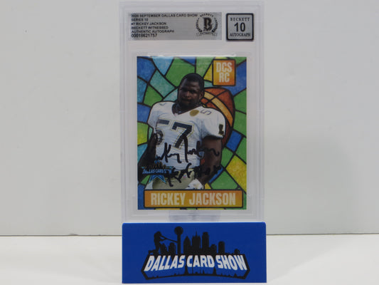 RICKEY JACKSON NEW ORLEANS SAINTS SIGNED 2025 Sept Dallas Card Show BGS BAS SLAB AUTO 10