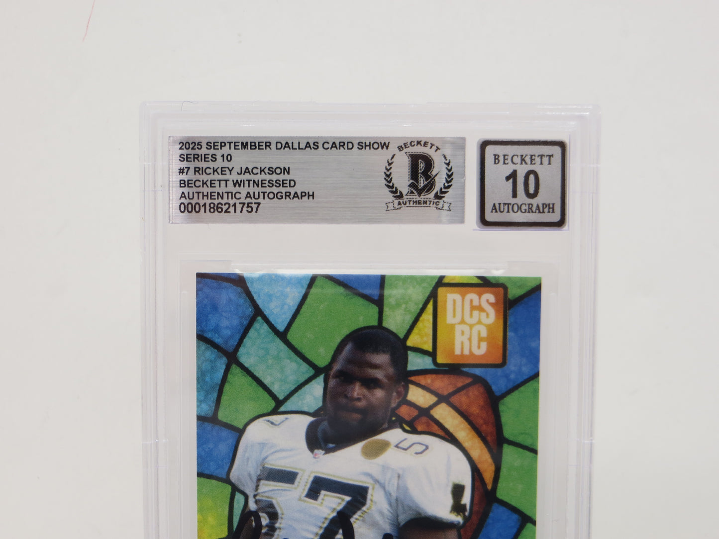 RICKEY JACKSON NEW ORLEANS SAINTS SIGNED 2025 Sept Dallas Card Show BGS BAS SLAB AUTO 10