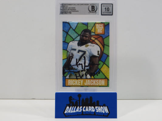RICKEY JACKSON NEW ORLEANS SAINTS SIGNED 2025 Sept Dallas Card Show BGS BAS SLAB AUTO 10