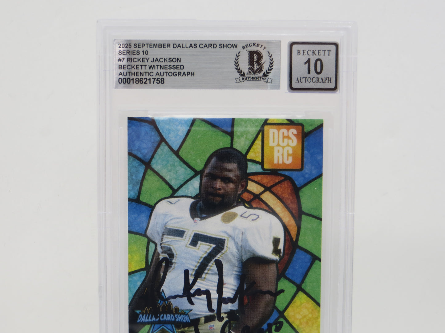 RICKEY JACKSON NEW ORLEANS SAINTS SIGNED 2025 Sept Dallas Card Show BGS BAS SLAB AUTO 10