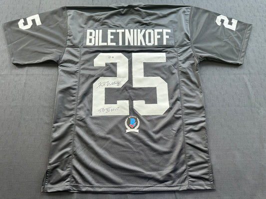 FRED BILETNIKOFF Oakland Raiders SIGNED FOOTBALL JERSEY XL w/SB XI MVP FSU BAS