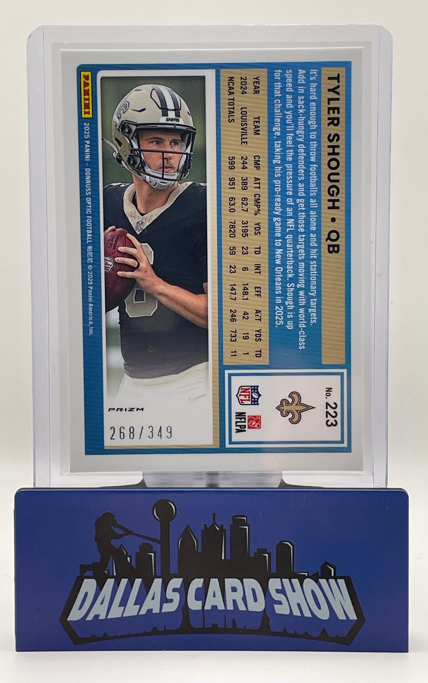 2025 Panini Optic #223 Tyler Shough Aqua Rookie RC /349