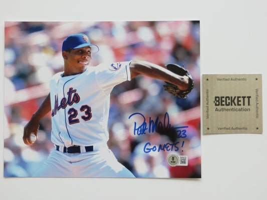PAT PATRICK MAHOMES SR. NEW YORK METS SIGNED 8x10 PHOTO w/INSC Twins Chiefs BAS