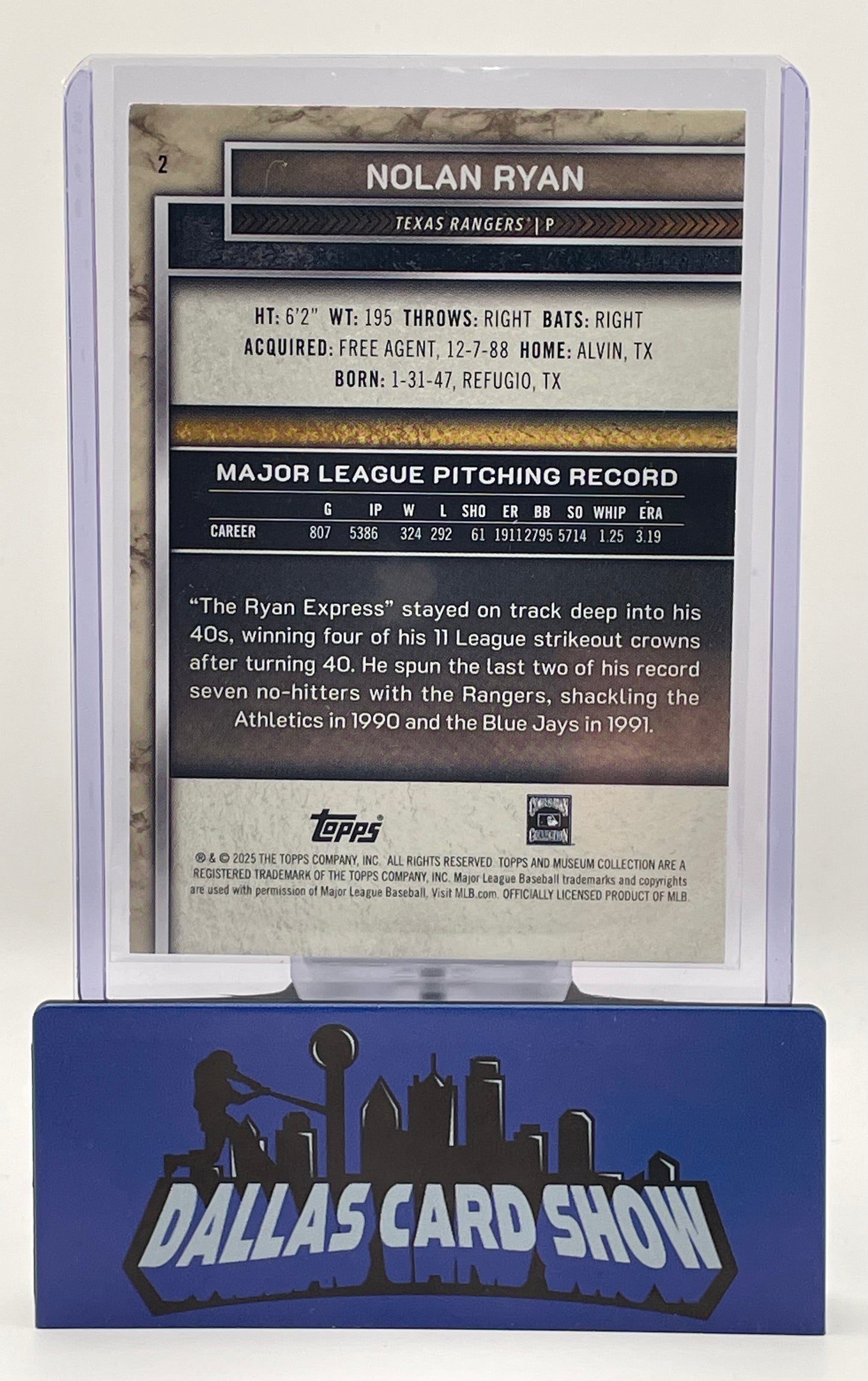 2025 Museum Collection #2 Nolan Ryan Blue /25 Rangers