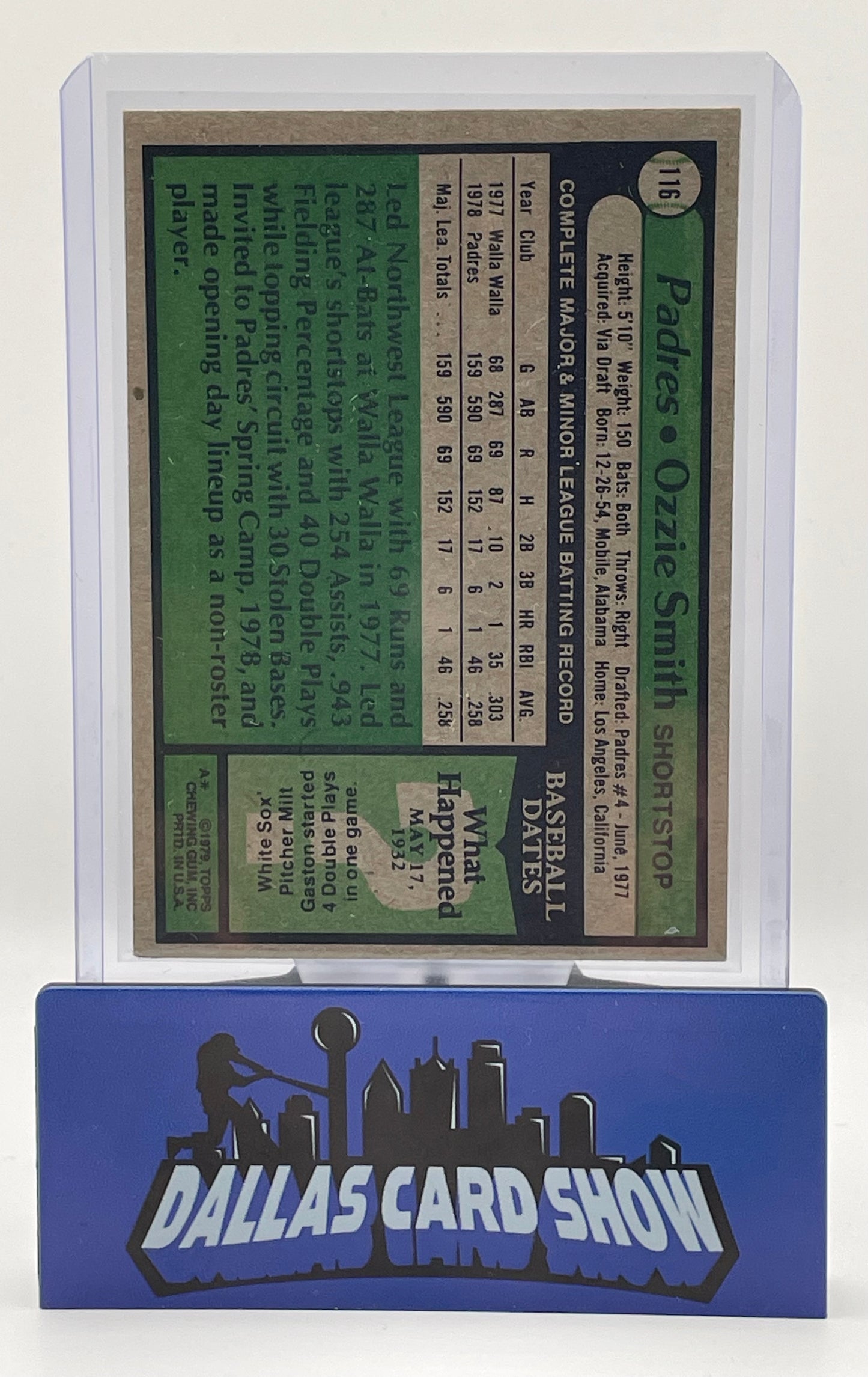 1978 Topps #116 Ozzie Smith Rookie RC