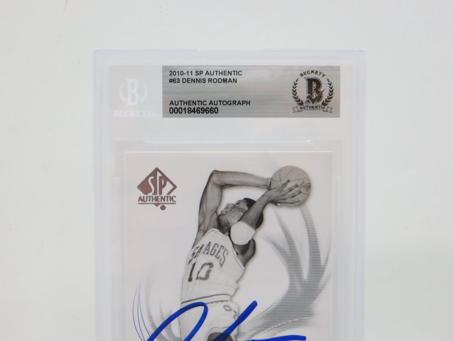 DENNIS RODMAN SIGNED 2010-11 SP Authentic #63 BGS BAS SLAB Bulls Pistons Spurs