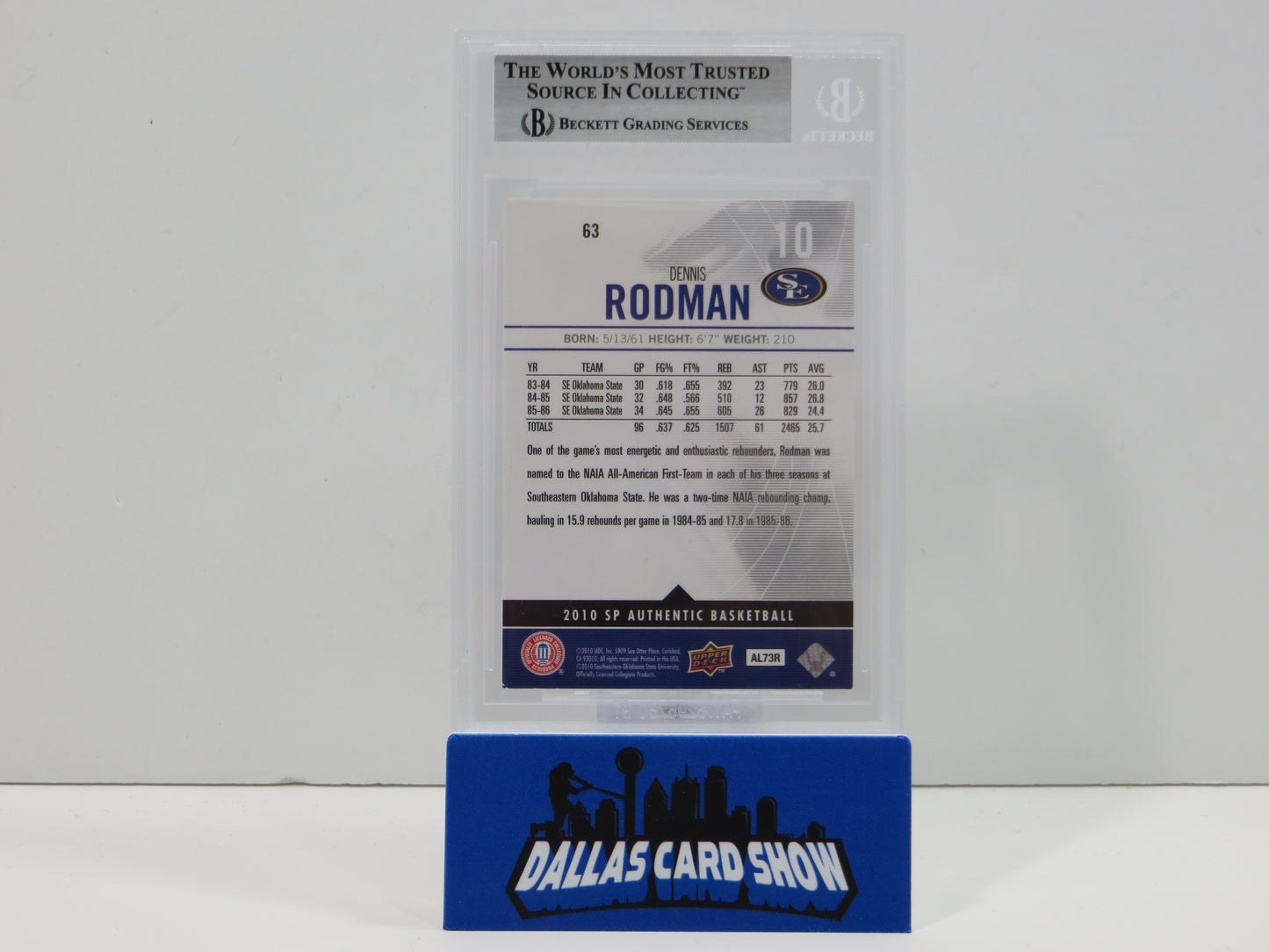 DENNIS RODMAN SIGNED 2010-11 SP Authentic #63 BGS BAS SLAB Bulls Pistons Spurs