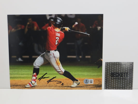 JACE JUNG Texas Tech Red Raiders SIGNED 8x10 At Bat PHOTO Detroit Tigers BAS COA