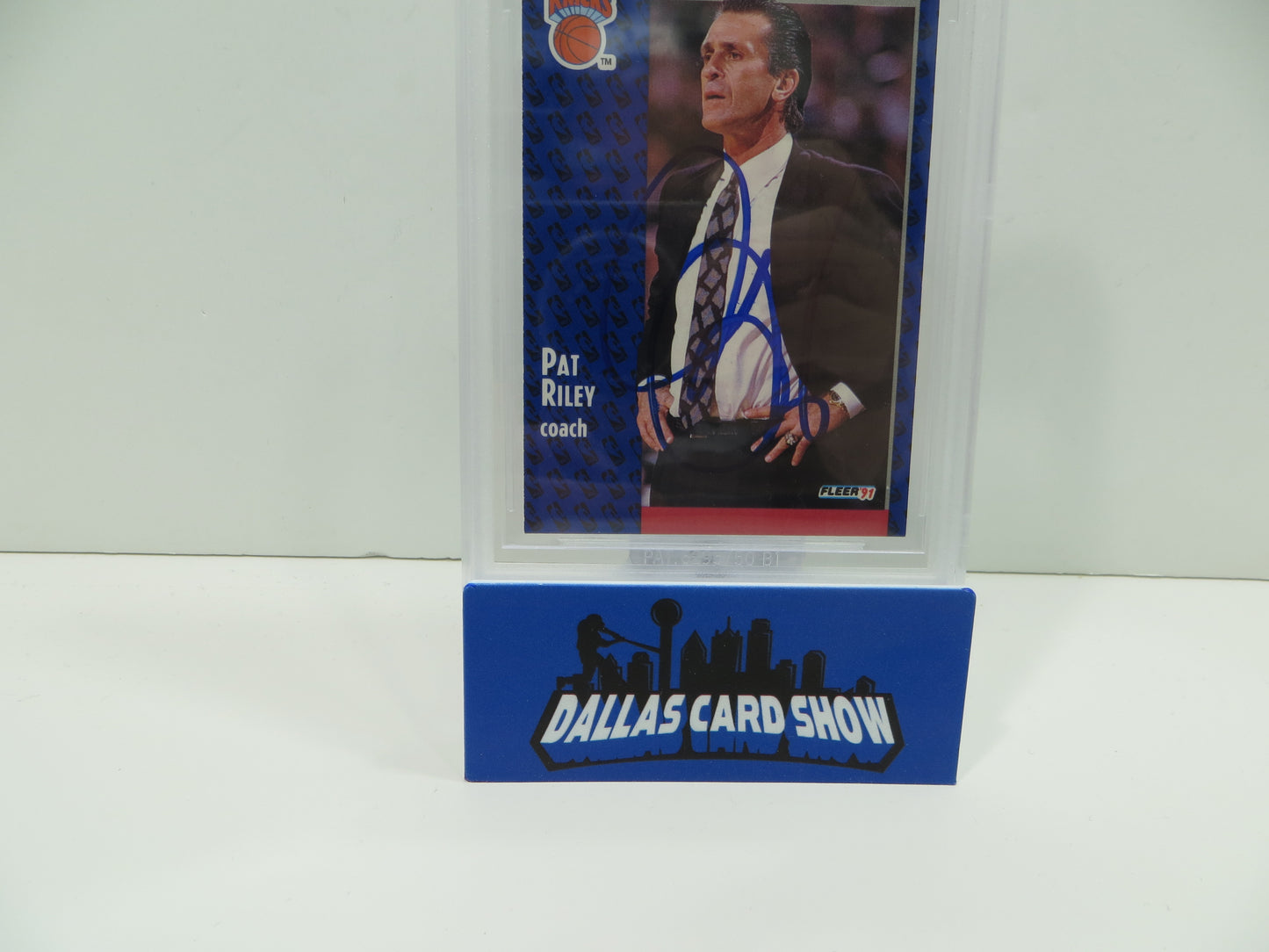 PAT RILEY SIGNED 1991-92 Fleer #139 BGS BAS SLAB Miami Heat LA Lakers