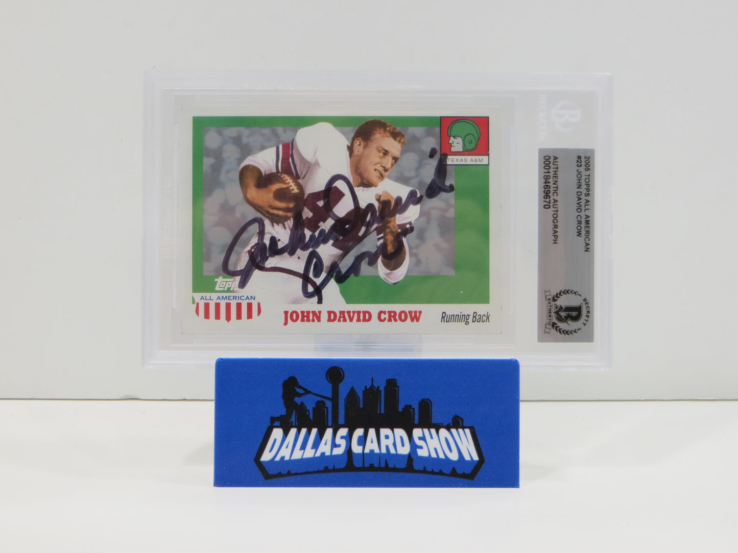 JOHN DAVID CROW SIGNED 2005 Topps All-American #23 BGS BAS SLAB Texas A&M Aggies