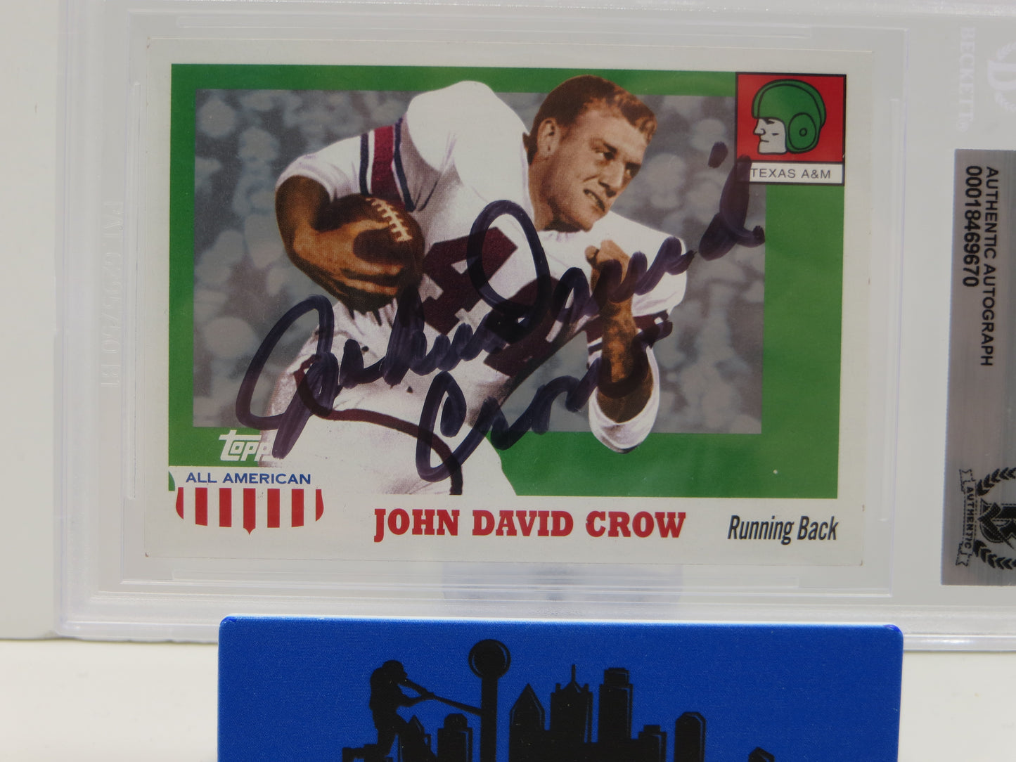 JOHN DAVID CROW SIGNED 2005 Topps All-American #23 BGS BAS SLAB Texas A&M Aggies